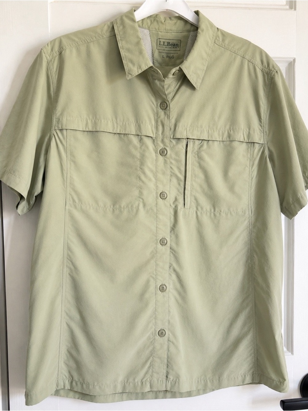 L.L.Bean Tropicwear Lightweight Vented Hiking Fishing Travel Shirt Green Large